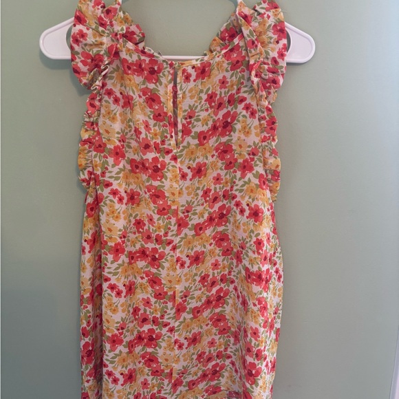 Charming Floral Ruffle Blouse - Red and Yellow Size 1XL - Picture 3 of 3